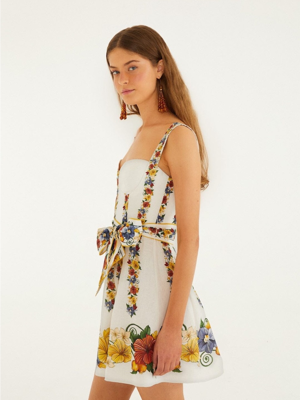 FARM Rio White Sundress with Multicolor Floral Trim - Picture 2 of 4